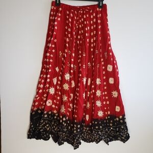 Tie Dye Broomstick Midi Maxi Skirt Sequin Indian Gypsy Hippie Boho sz S Rare Vtg